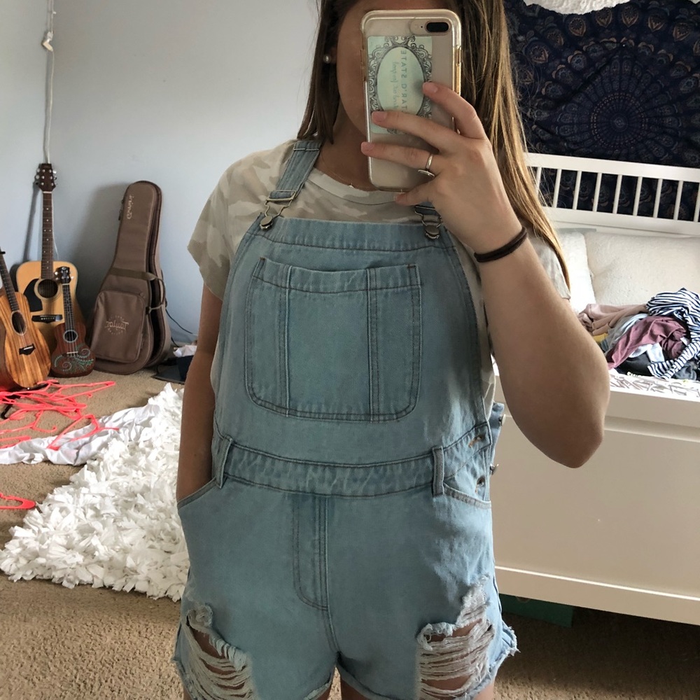 light denim overalls!!
